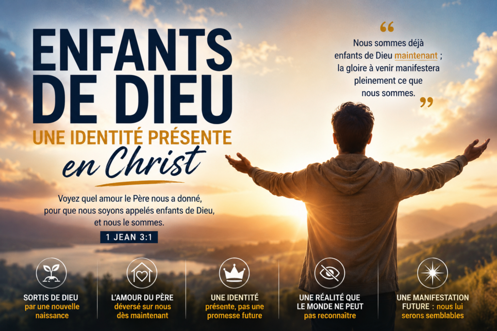 Découvrez pourquoi être enfant de Dieu est une réalité présente, fondée sur la nouvelle naissance, l’amour du Père et notre future ressemblance à Dieu.