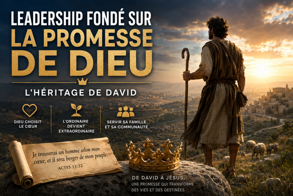 Découvrez le leadership fondé sur la promesse de Dieu à travers David : cœur transformé, service, fidélité et impact sur la communauté.